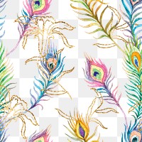 Png seamless peacock feather pattern transparent background