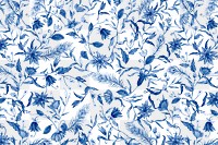 Png blue watercolor flower pattern with transparent background