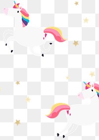 White unicorn colorful png cartoon for kids