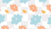 Png colorful pastel flowers hand drawn pattern