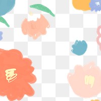 Colorful png hand drawn flowers pastel pattern for kids