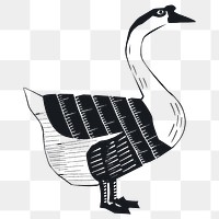 Vintage goose png bird sticker linocut stencil pattern clipart