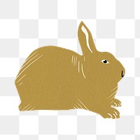 Gold rabbit png animal sticker vintage drawing