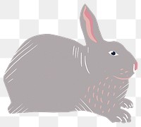 Gray rabbit animal png sticker vintage hand drawn illustration