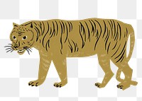 Tiger wild animal png sticker vintage gold clipart
