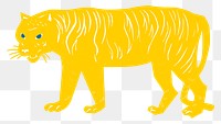 Vintage yellow tiger png animal sticker hand drawn