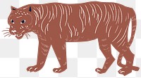 Wildlife animal png brown tiger sticker vintage drawing
