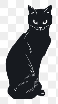 Black cat stencil pattern png sticker drawing collection