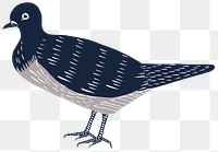 Vintage bird blue dove png sticker linocut