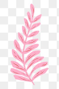 Pink leaf png sticker linocut vintage botanical clipart