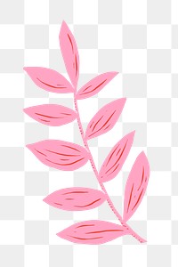 Pink leaf png sticker linocut vintage botanical clipart