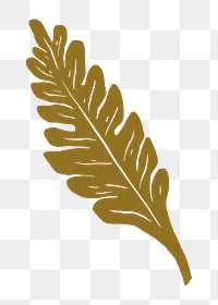 Leaf botanical illustration png sticker vintage gold drawing