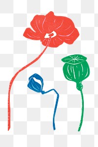 Colorful stencil pattern flower png sticker vintage clipart