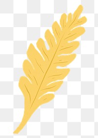 Vintage linocut yellow leaf png sticker hand drawn