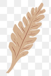 Vintage beige leaves png sticker plant stencil pattern