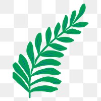 Green leaf png sticker linocut vintage floral clipart