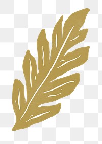 Leaf botanical illustration png sticker vintage gold drawing