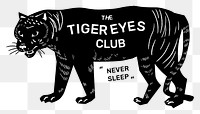 Vintage tiger linocut png sticker 