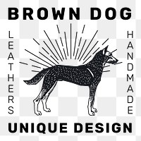 Vintage brown dog linocut png