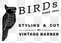 Vintage bird logo linocut png