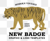 Vintage png tiger logo linocut