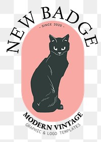 Black cat linocut png logo