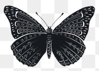 Vintage butterfly insect png sticker linocut stencil pattern clipart