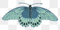 Blue moth png sticker vintage hand drawn illustration