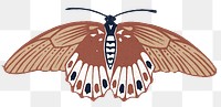 Brown moth png sticker vintage stencil pattern