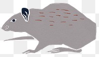 Png animal sticker rat vintage linocut drawing