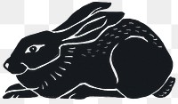 Vintage rabbit png animal sticker linocut stencil pattern clipart