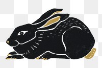 Black rabbit png animal sticker vintage drawing