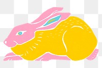 Vintage yellow rabbit png animal sticker hand drawn clipart