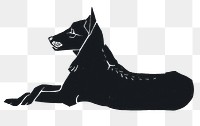 Vintage black dog png sticker hand drawn