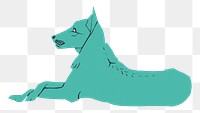 Linocut turquoise dog png sticker animal vintage drawing
