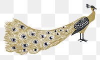 Peacock animal sticker png vintage gold