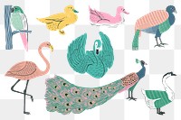 Vintage bird stickers png stencil pattern collection