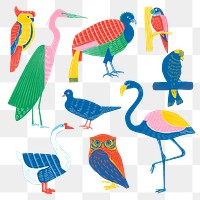 Vintage wild birds png sticker collection