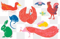 Vintage wild birds png sticker set