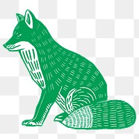 Green fox stencil pattern png sticker drawing