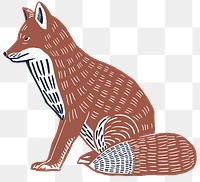 Wildlife animal brown fox png sticker retro stencil