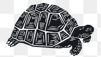 Turtle black linocut png sticker vintage drawing