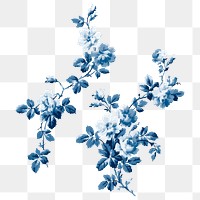 Blue wild rose png vintage sticker