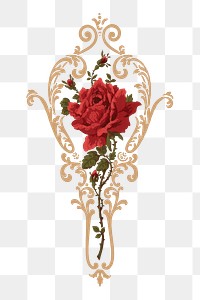 Red rose ornamental png vintage sticker