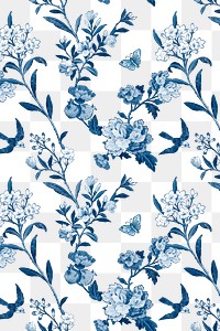 Png blue verbena floral pattern transparent background