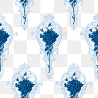 Png blue rose ornamental pattern transparent background