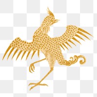 Chinese art gold png bird sticker decorative ornament