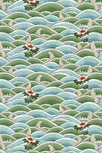 Png green wave Chinese art pattern background