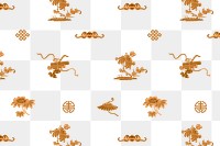 Png Chinese art gold flower pattern transparent background