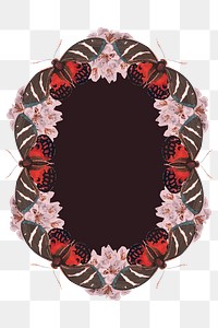 Vintage butterfly pattern png frame, remix from The Naturalist&#39;s Miscellany by George Shaw